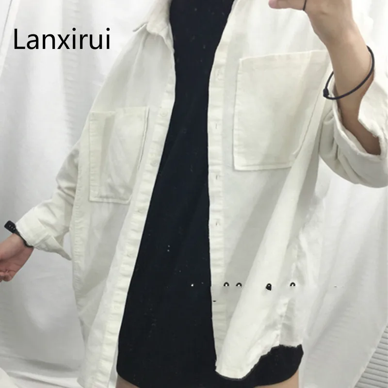 amazing Fashion Women New Corduroy Turn-down Collar Females Cotton Loose Womens Solid Color Overcoat Wind J