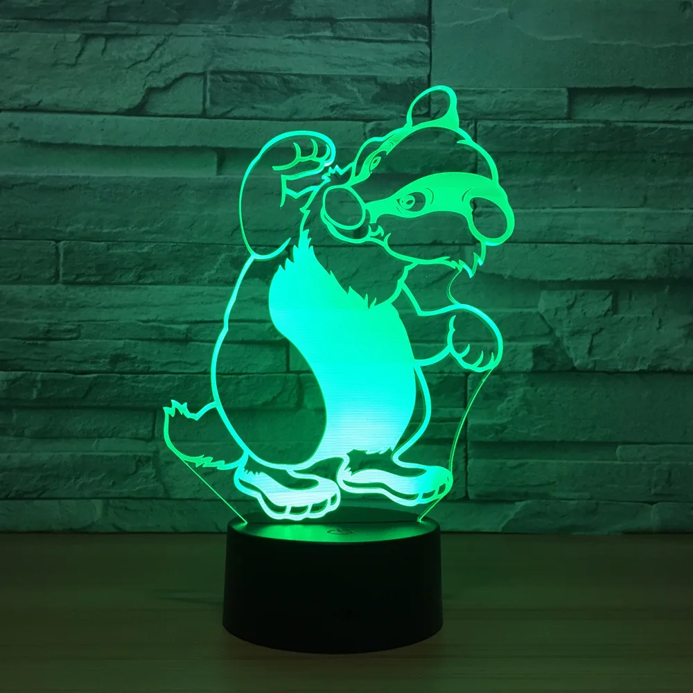 Милая собака медведь Иллюзия 3D светильник светодиодный 7 цветов изменить сенсорный светодиодный 3D ночник дети Lampara Детские спальные USB стол лампа Прямая поставка