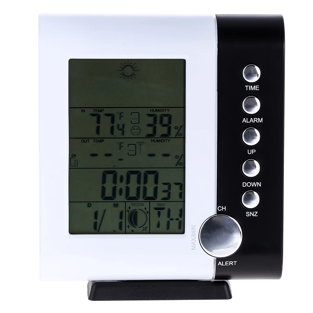 

433MHz Weather Station Alarm Clock Wireless Digital Thermometer Hygrometer Indoor Outdoor Temperature Humidity Meter