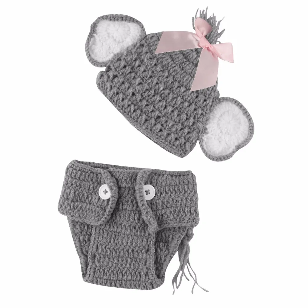 Puseky кроше Детский Костюм Слона вязаная детская шапка и подгузники брюки набор для новорожденных малышей звериный реквизит для фотосъемки 2 стиля