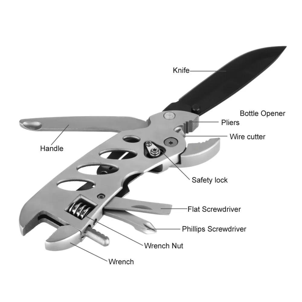 Универсальный ключ челюсти+ отвертка+ плоскогубцы+ нож набор инструментов выживания снаряжение для путешествий Разведка на открытом воздухе выживания складной нож