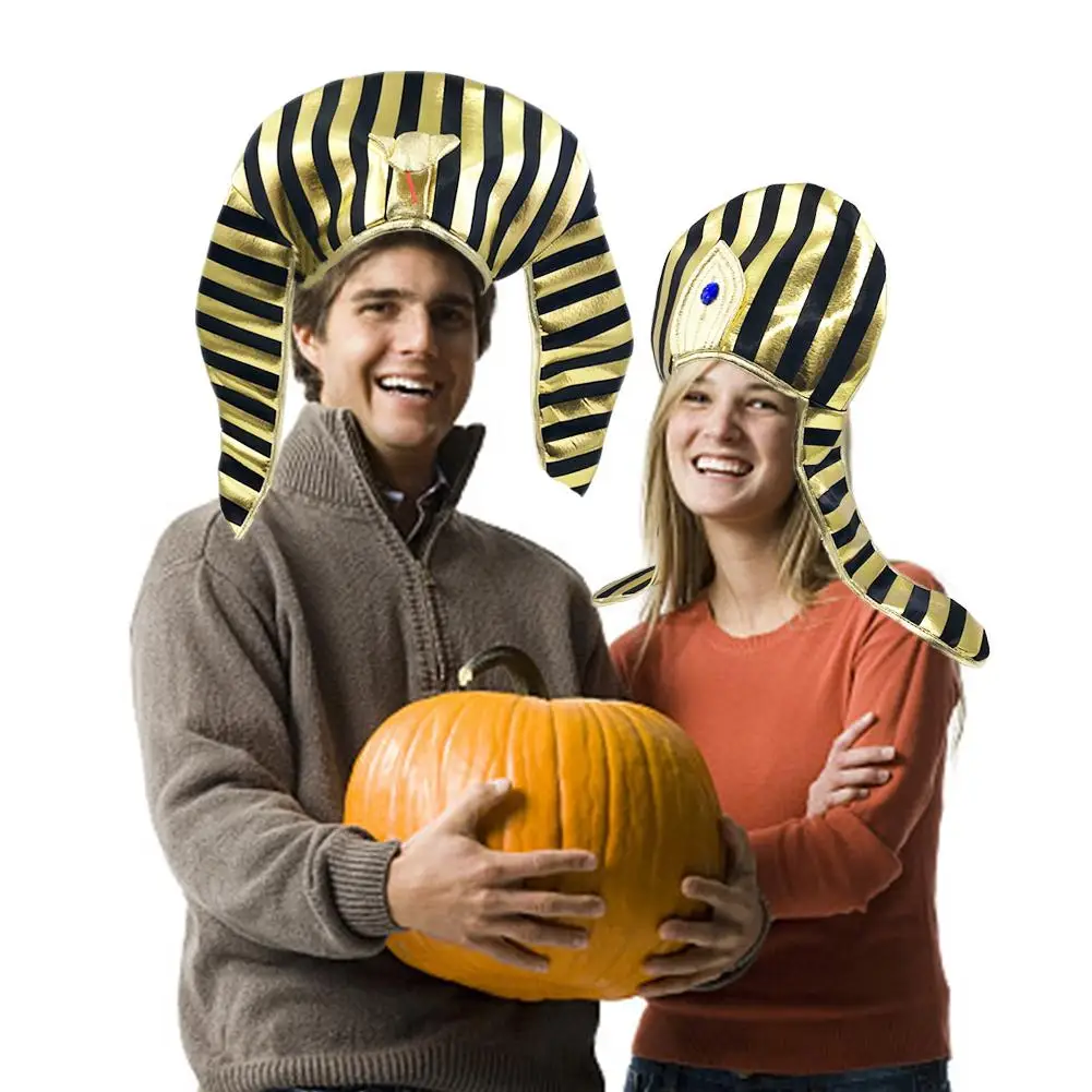 

Halloween Party Hat Festival Pharaoh Style Hat Role Playing Party Props For Men Women Gold Silver Cloth Pharaoh Hat Dropshipping