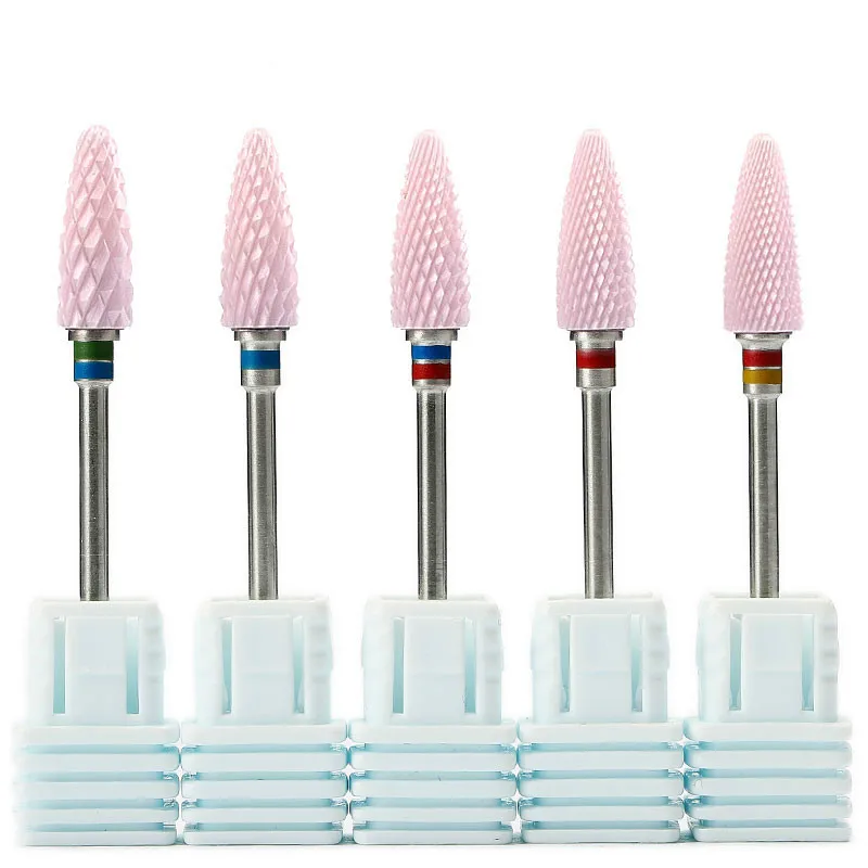 

1pcs Pink Ceramic 3/32" Nail Art Drill Bits 5 types Milling Manicure Cutter File Electric Device Machine Accessory Clean Tools