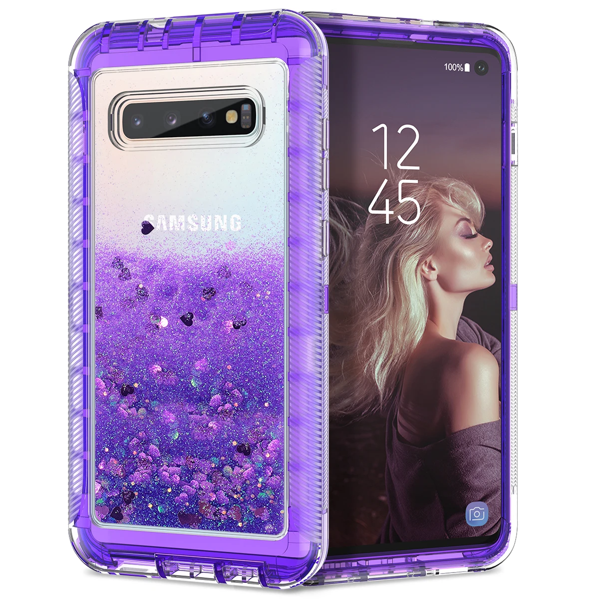 Роскошный Жесткий чехол для samsung Galaxy S9, S8, S10, Note8, Note10 Plus, S10e, S7 edge, чехол, блестящий, противоударный, зыбучий песок, чехол, capa - Цвет: purple