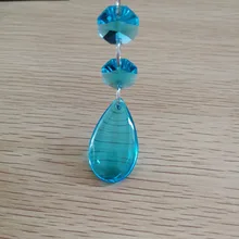 38 мм 100 шт/партия ожерелье с каплевидными кристаллами восьмиугольник Аквамарин Цвет Кристалл Призма DIY гирлянда прядь Свадебные и рождественские вечерние украшения