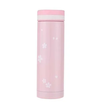 

Cute Cherry Blossom Thermos 300ml Double Wall Tumbler Cup with Lid Termos Coffee 2015 Garrafa Termica Stainless Steel Thermocup
