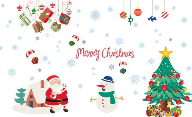 christmas glass windows sticker transparent film removable wall stickers santa snowman christmas tree snowflake gift bag - Santa Snowman christmas glass windows sticker transparent film removable wall stickers santa snowman christmas tree snowflake gift bag - Santa Snowman