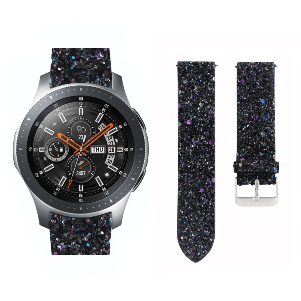 Шикарный Блестящий Роскошный кожаный сменный ремешок для часов samsung Galaxy Watch 46 мм, браслет, ремешок на запястье, умные часы