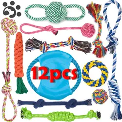 12 шт. игрушка из веревки для собак интерактивная игрушка для собак веревка шарики для жевания игрушки для чистки зубов игрушка для домашних