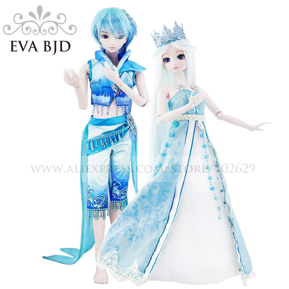 

LOVER Couple BJD Wedding Dolls ( 1/3 BJD Doll 60cm Water Prince + 1/4 BJD Doll 45cm Ice Princess ) BJD Doll Toy DA001-45/002-10