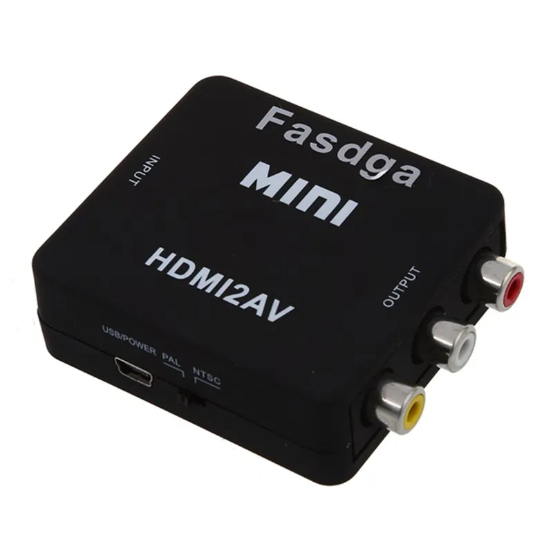 Fasdga MINI HDMI к 3RCA CVBS композитный видео AV конвертер адаптер ТВ PS3 VHS и VCR DVD черный