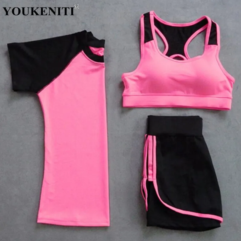3 in One Set Including T Shirt Bra and Shorts GYM Sports