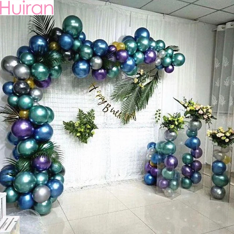 HUIRAN 10 шт. 12 дюймовые пурпурные воздушные шары золотые зеленые для дня рождения