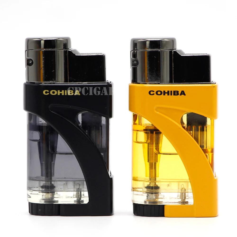 COHIBA Lighter Jet 2 Torches Butane Gas Flame Metal Plastic Lighter