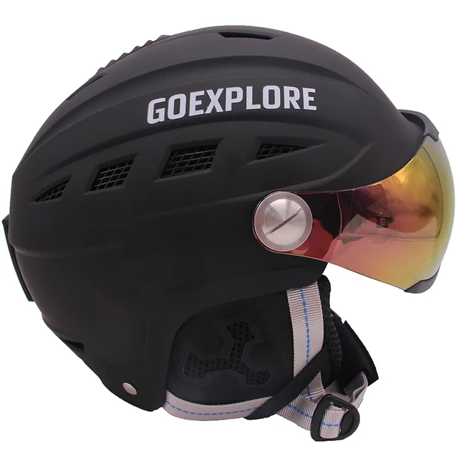 Matte Black Ski Helmet With Goggles Men/Women/Kids Snowboard Snowmobile