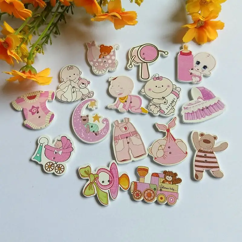 80 шт. декоративные пуговицы с 2 отверстиями|crafts accessories|wooden buttonsbuttons lovely |