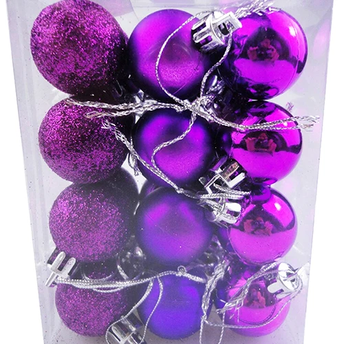 24 шт./лот висит рождественские украшения-орнаменты для вечеринки для рождественские украшения для дома 30 см украшения для рождественской елки шар-безделушка - Цвет: purple