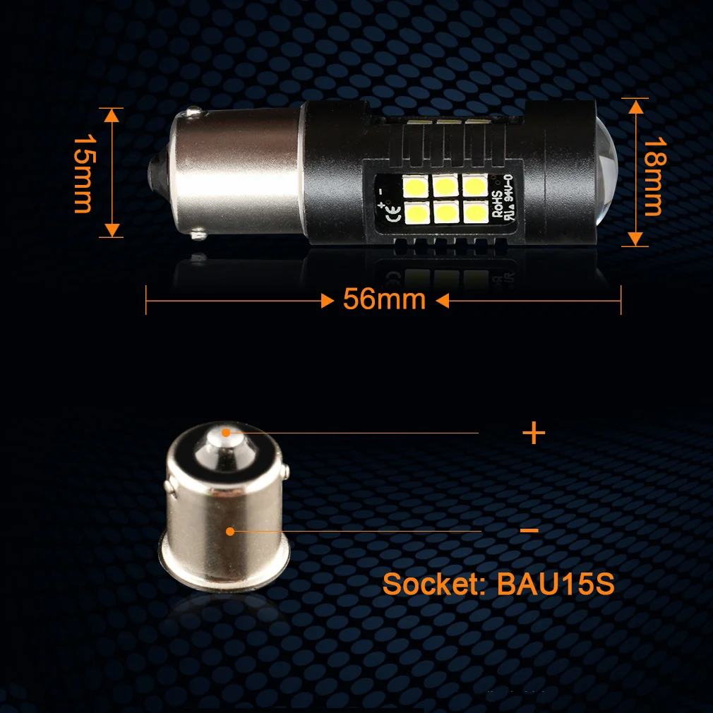 2 шт. PY21W светодиодный 1156 BAU15S светодиодный лампы 21SMD Автомобильные тормоза поворота Фары заднего хода Белый цвет красный, желтый автомобилей лампы 12V