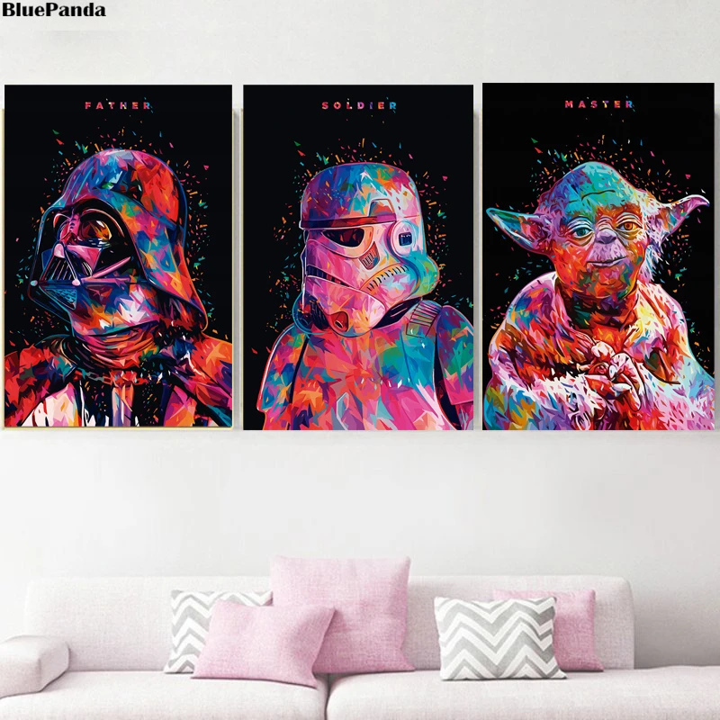 色スターウォーズポップアートミニマリスト壁紙ダース ベイダーヨーダストームトルーパー 3cpo ジェダイキャンバス絵画壁の装飾の写真 Aliexpress ホーム ガーデン