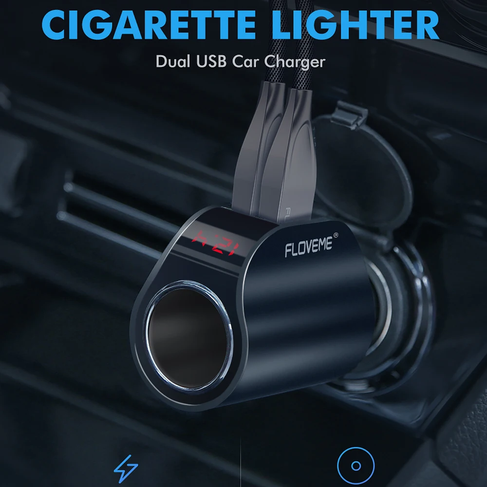 

Dual USB 3.1A Car Charger Digital Display GPS Adapter For Xiaomi Redmi Note 7 Quick Car-charger For iPhone 8 7 Chargers