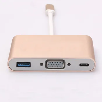 

Type-c To Vga+usb3.0+pd Charging Three In One Converter Multiport Hub USB splitter for Notebood Audio Cable