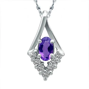 

Collares Collier Qi Xuan_Purple Stone Flower Pendant Necklaces_Real Necklaces_Quality Guaranteed_Manufacturer Directly Sale