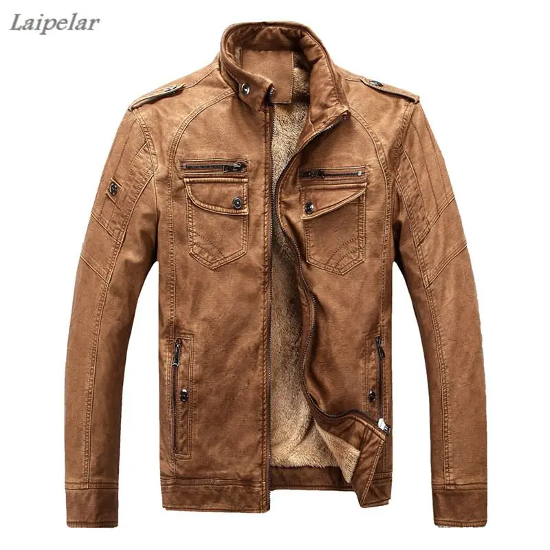 Лидер продаж, брендовая качественная осенняя и зимняя мужская кожаная куртка, теплое бархатное пальто, мужская куртка для отдыха, мотоциклетная ветрозащитная куртка из искусственной кожи