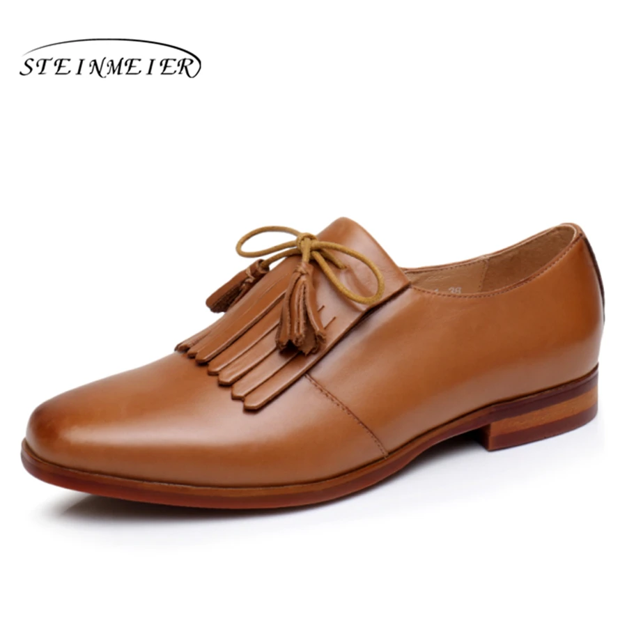 Women shoes Yinzo sheepskin leather brogue oxford shoes woman tassel handmade vintage retro casual flat shoes for women Women shoes Yinzo sheepskin leather brogue oxford shoes woman tassel handmade vintage retro casual flat shoes for women