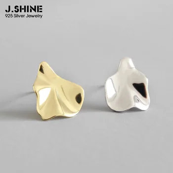 

JShine Two-tone S925 Sterling Silver Stud Earrings Irregular Concave Geometry Women's Stud Earrings Silver 925 Fine Jewelry