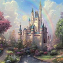 Радуга замок DIY живопись по номерам ручная роспись холст картины маслом домашний декор для уникального подарка настенная художественная картина 40x50 см