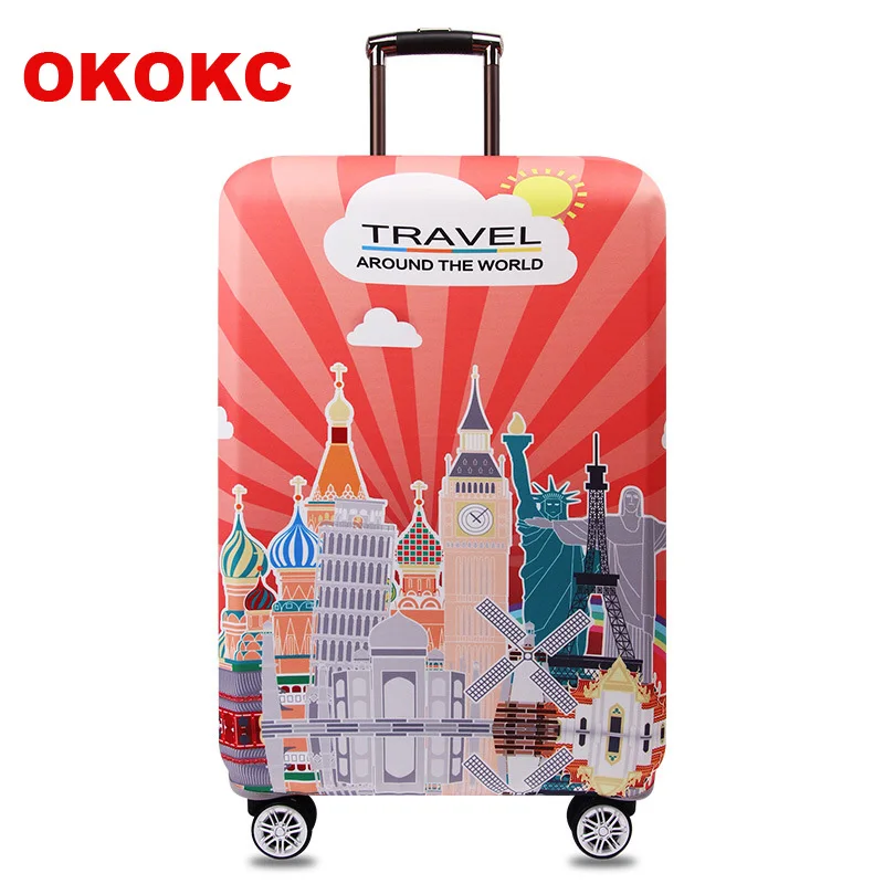 OKOKC Around The World Elastic Thicken Travel Suitcase Protective Luggage Cover Apply to 18&#39;&#39; 32 ...