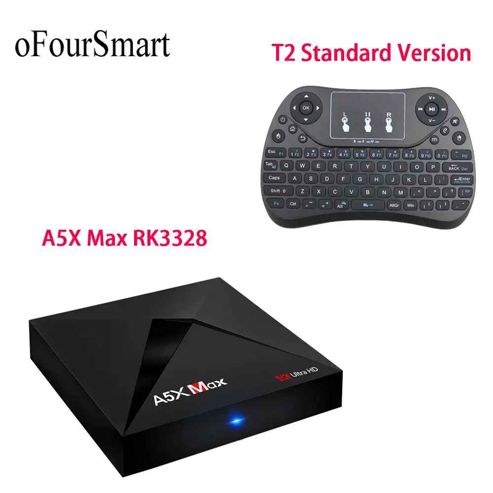 ТВ-приставка RK3328 A5X Max Android 7 1 4 ГБ/32 ГБ 2 4G WiFi 100 м BT4.0 медиаплеер с мини-клавиатурой T2 |