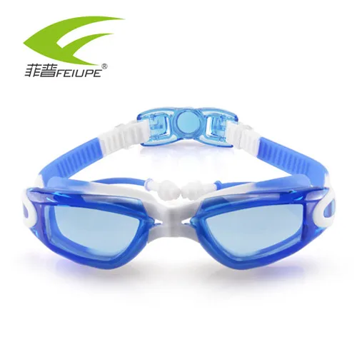 Детские плавательные очки для мальчиков и девочек Детские противотуманные водонепроницаемые очки для плавания оборудование для плавания от 5 до 10 лет - Цвет: blue white
