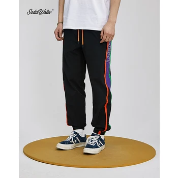 

SODA WATER Men Side Letter Print Sweatpants Streetwear Hip Hop Track Pants 2019 Summer Men Clothes Casual Joggers Pants 9327S