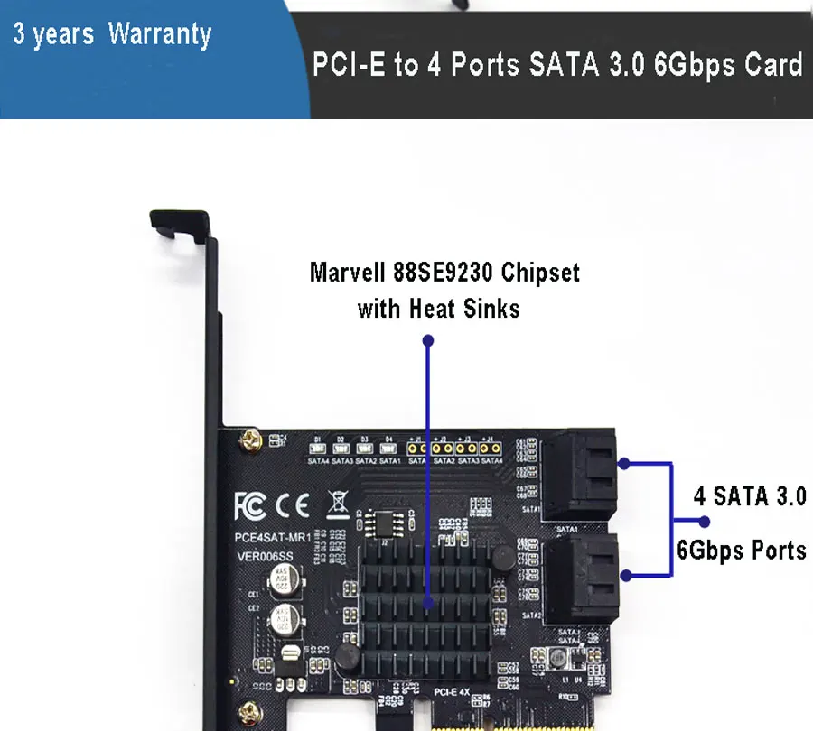 4 порта SATA III 6 Гбит/с PCI Express raid контроллер карты PCI-e для SATA адаптер/конвертер с теплоотвод плата адаптера расширения