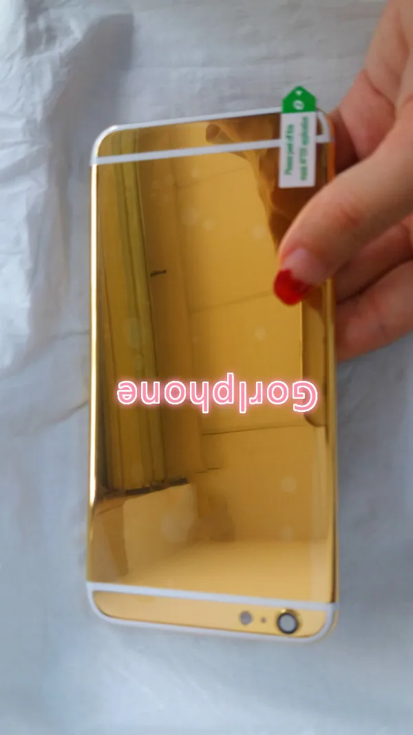 

New Good Quality Middle Frame Rear Door Housing for iphone 6/6s plus 24k Gold Chassis Back Cover with Logo Card Tray+Buttons