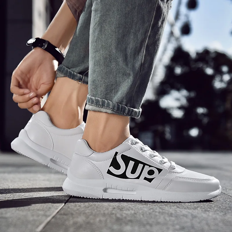 

Sport Men's Sneakers 2019 Summer Sneakers Men Luxurious High Quality PU Leather Sneakers Men Shoes Flats Size 39 40 41 42 43 44