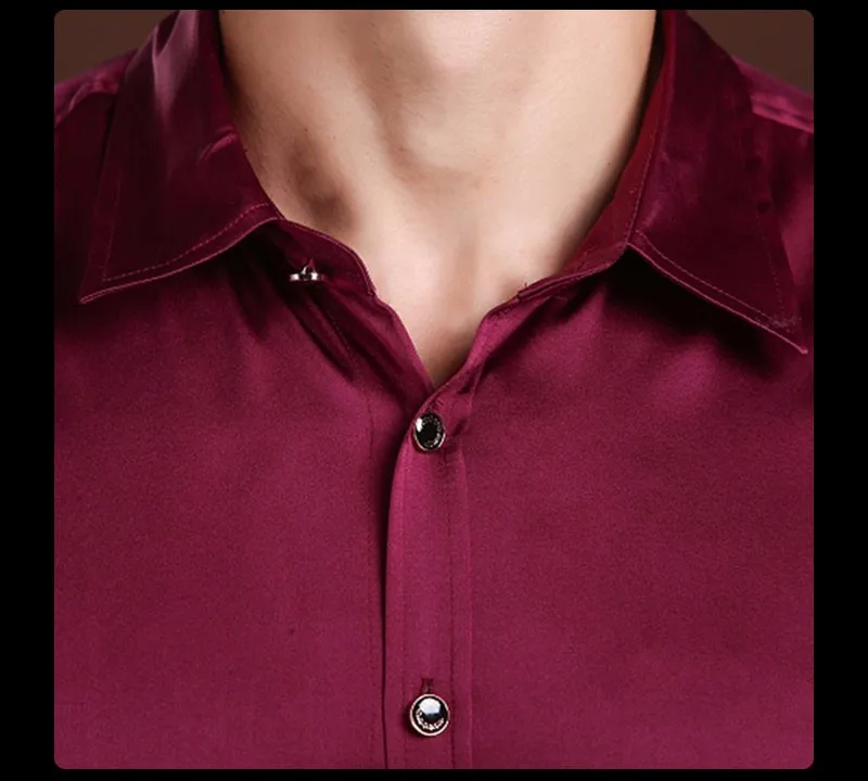 Американский стиль 3 вида цветов одноцветное Бизнес Шелковый Мужские рубашки шелковая сорочка homm camiseta masculina camisa masculina LT381