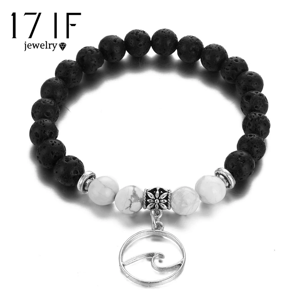 

17IF Fashion Wave Beads Bracelets & Bangles For Women Men Natural Stone Handmade Cuff Wristband Yoga Bracelet Bohemia Beach Gift