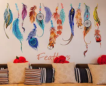 

Colorful Dream Catcher Lucky Feathers Wall Sticker Mural Vinyl Decal Home Decor