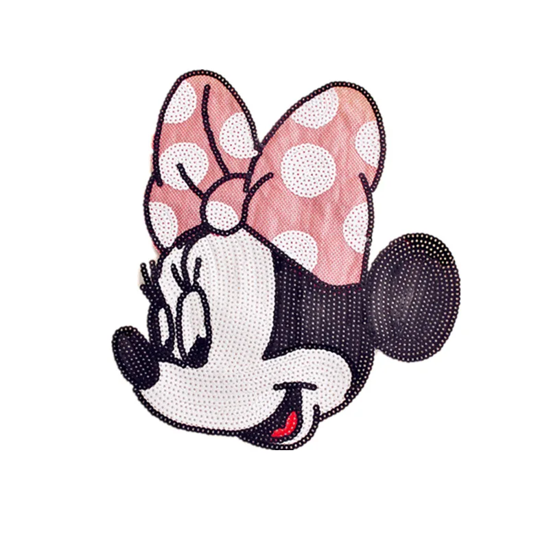 Big Size Mouse Sequins Fabric Patch Embroidered Iron on Patches For Clothing DIY Decoration Clothes Stickers Applique Badge | Дом и сад