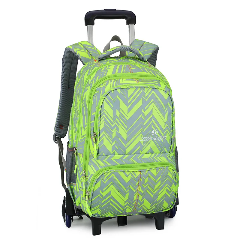 Водонепроницаемый рюкзак на колесиках для мальчиков и девочек, детская школьная сумка, дорожная сумка на колесах, багажный рюкзак, Детский рюкзак на колесиках, школьные сумки - Цвет: 6 wheel green