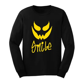 

Mens Evil Smile Graphic Long Sleeve T-Shirts Casual Men Tee