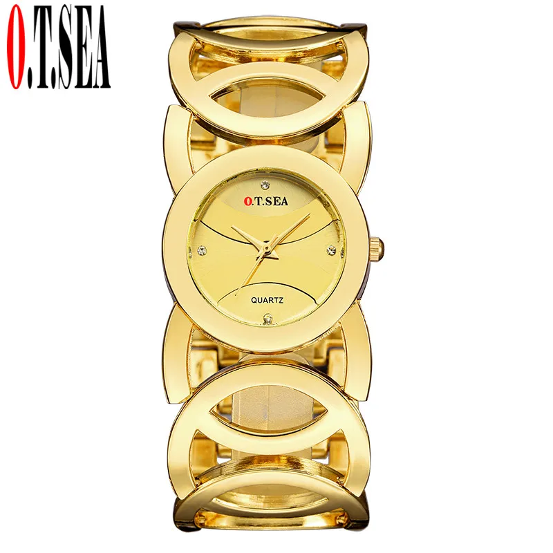 

Luxury O.T.SEA Brand Gold Plated Watch Women Ladies Fashion Crystal Dress Quartz Wrist Watch Relogio Feminino 735
