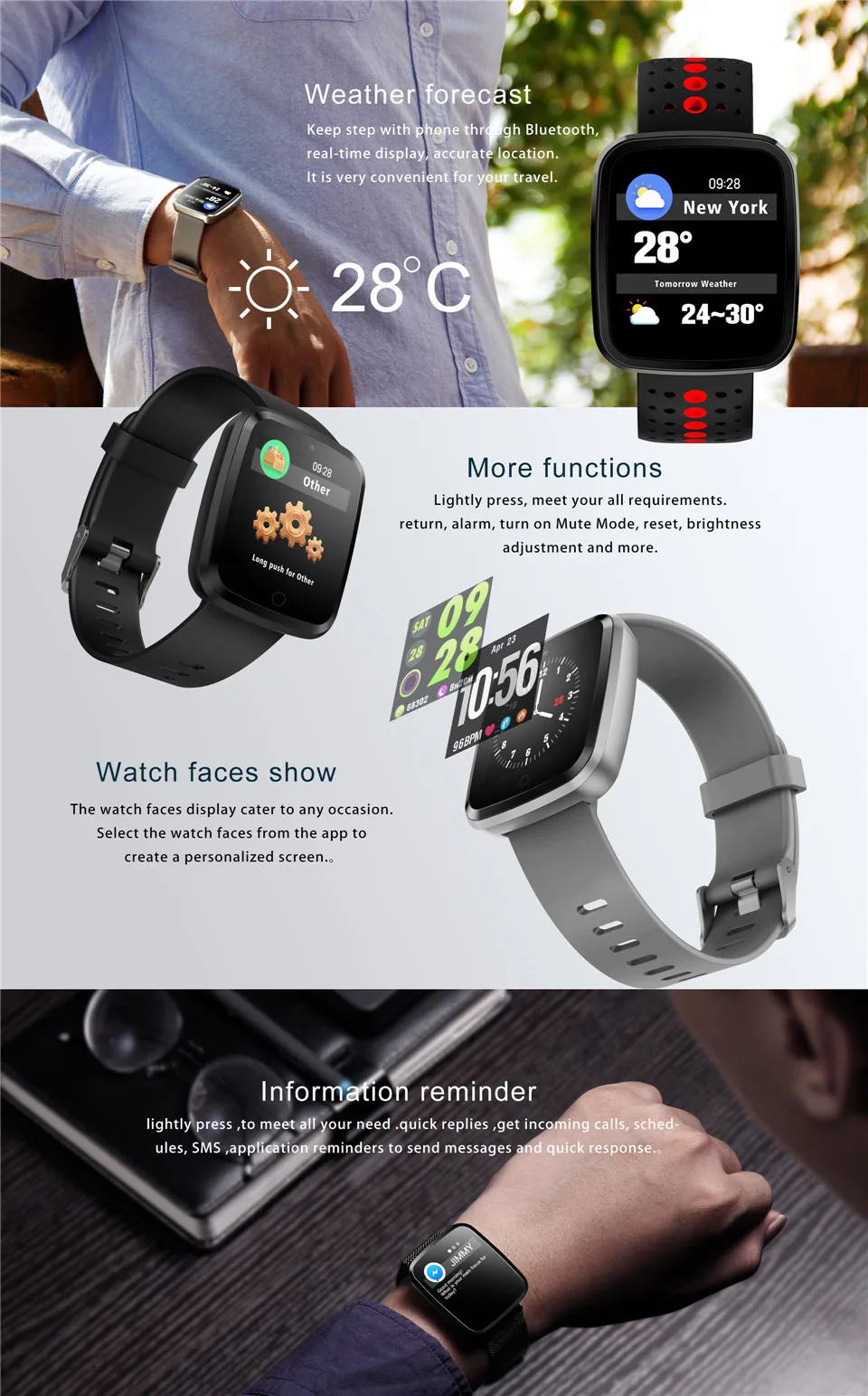 YKSO Smart band Sleep Monitor Color Screen smart bracelet V6 Smart Wristband Heart Rate Blood pressure monitor smart band       (1)