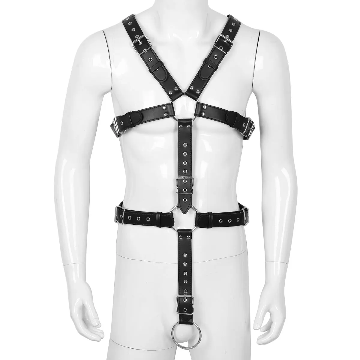 YiZYiF Men Harness Belt Waist Strap Pu Leather Full Body Chest Detachable Straps With O-rings Sexy Male Erotic Belts -Zentai shop online HTB1ibeqafjsK1Rjy1Xaq6zispXaz.jpg