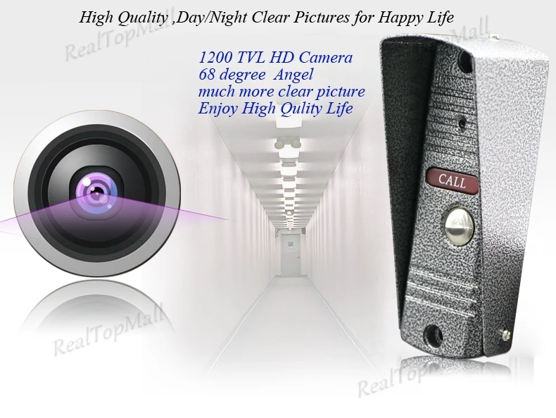 high solution of New 7 inch 1200TVL Video Door Phone Doorbell  Intercom system