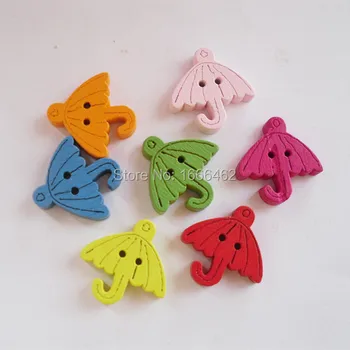 

80PCs Wood Sewing Buttons Umbrella Shaped Scrapbooking Mixed 23mm x23mm