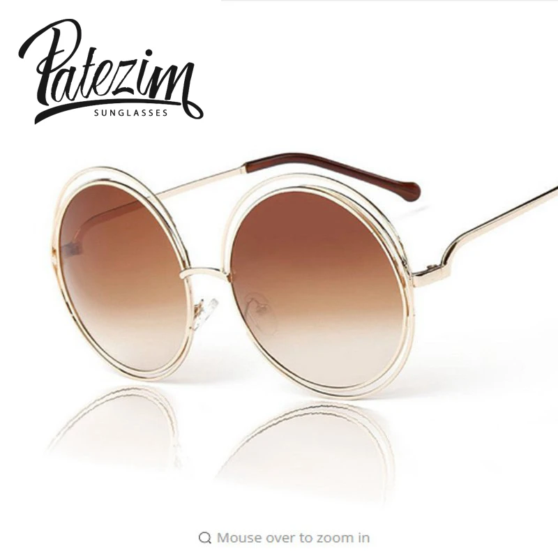 PATEZIM S 2016 New Elegant Round Wire Frame Sunglasses Women Fashion Quality Glasses Shades Oversized Eyeglasses