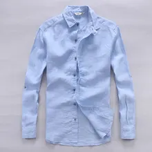 Итальянские дизайнерские рубашки из чистого льна, мужские летние рубашки с длинным рукавом, однотонные повседневные рубашки, мужские классические брендовые рубашки, мужские льняные рубашки